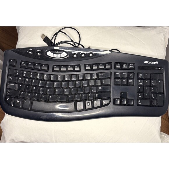 MICROSOFT Comfort Curve Ergonomic Keyboard 2000 v1.0 Wired Black Missing Feet - Picture 1 of 6